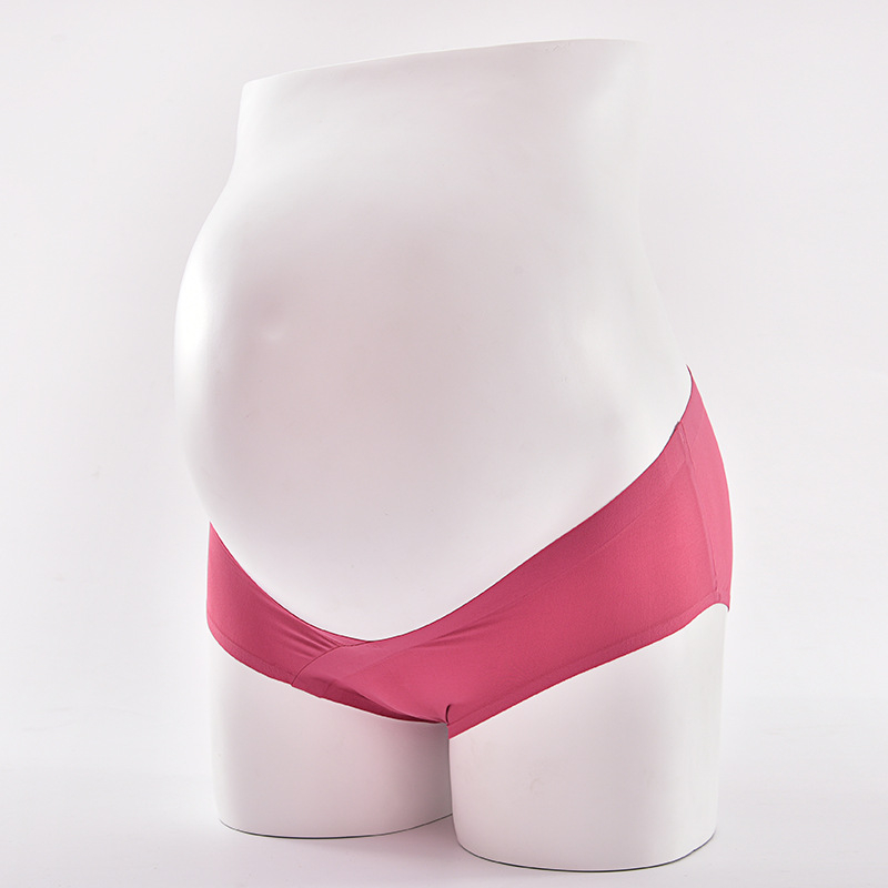 Lenjerie intimă de maternitate pentru femei, talie joasă, țesătură Ice Silk, design dintr-o singură bucată, susținere a burții în formă de U, căptușeală din bumbac