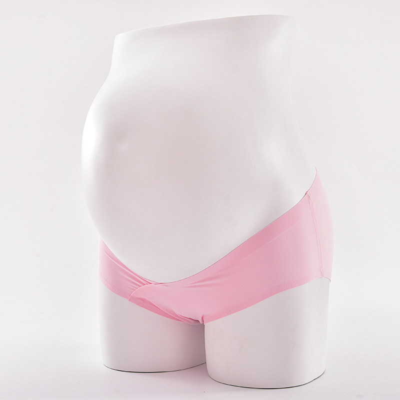 Lenjerie intimă de maternitate pentru femei, talie joasă, țesătură Ice Silk, design dintr-o singură bucată, susținere a burții în formă de U, căptușeală din bumbac