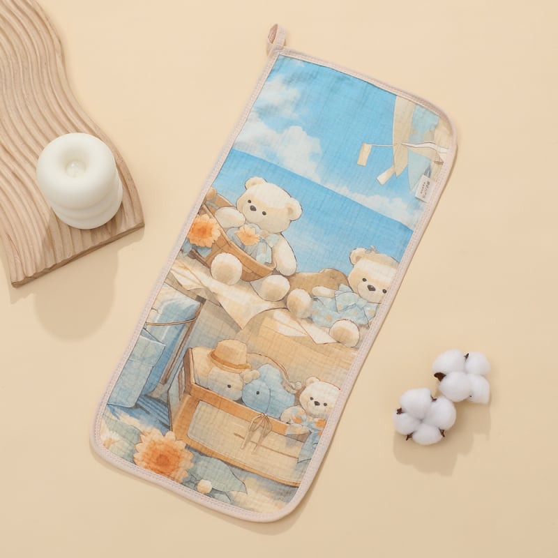 Dječja maramica za pljuvanje — Cartoon uzorak, gaze tkanina, pamuk, upija vodu, Klasa A