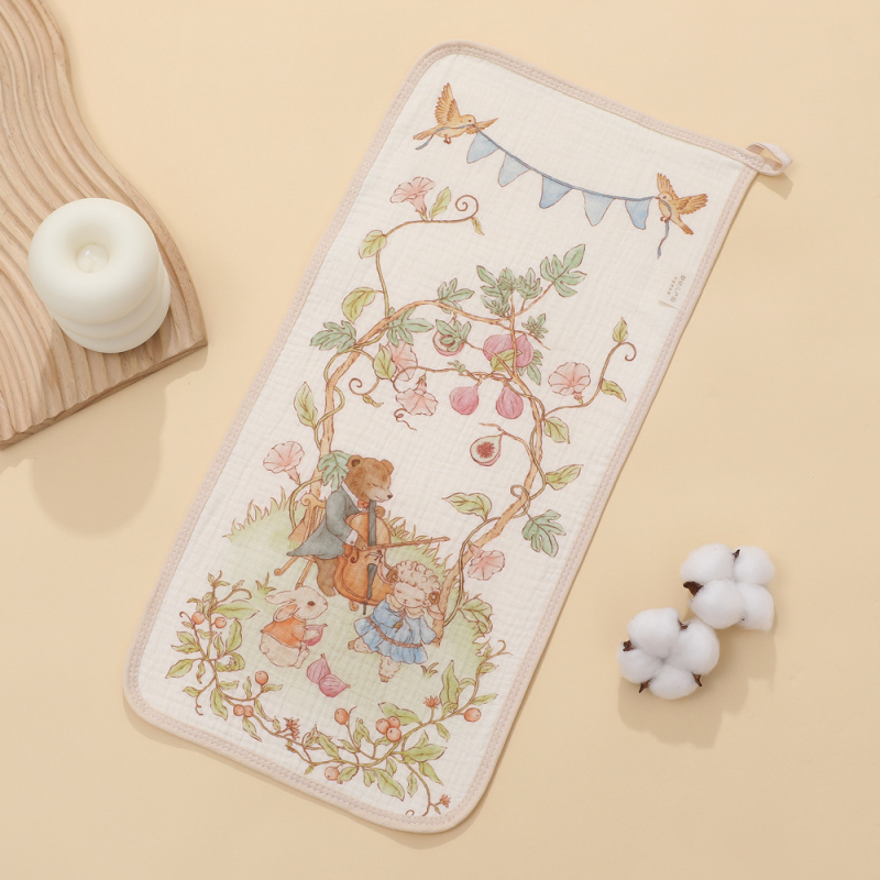 Dječja maramica za pljuvanje — Cartoon uzorak, gaze tkanina, pamuk, upija vodu, Klasa A