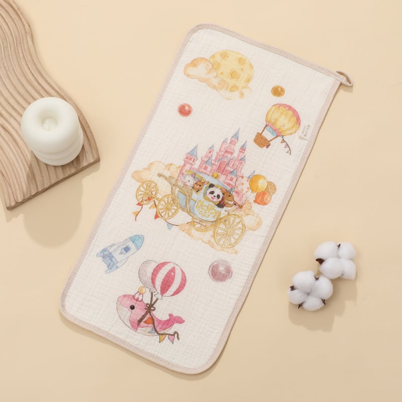 Dječja maramica za pljuvanje — Cartoon uzorak, gaze tkanina, pamuk, upija vodu, Klasa A