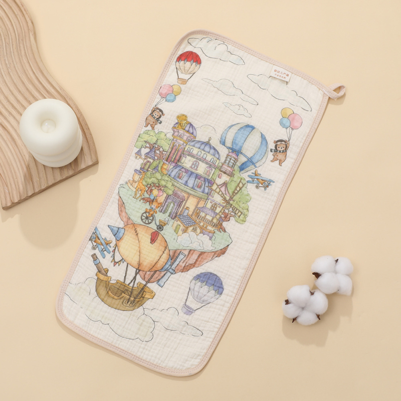 Dječja maramica za pljuvanje — Cartoon uzorak, gaze tkanina, pamuk, upija vodu, Klasa A