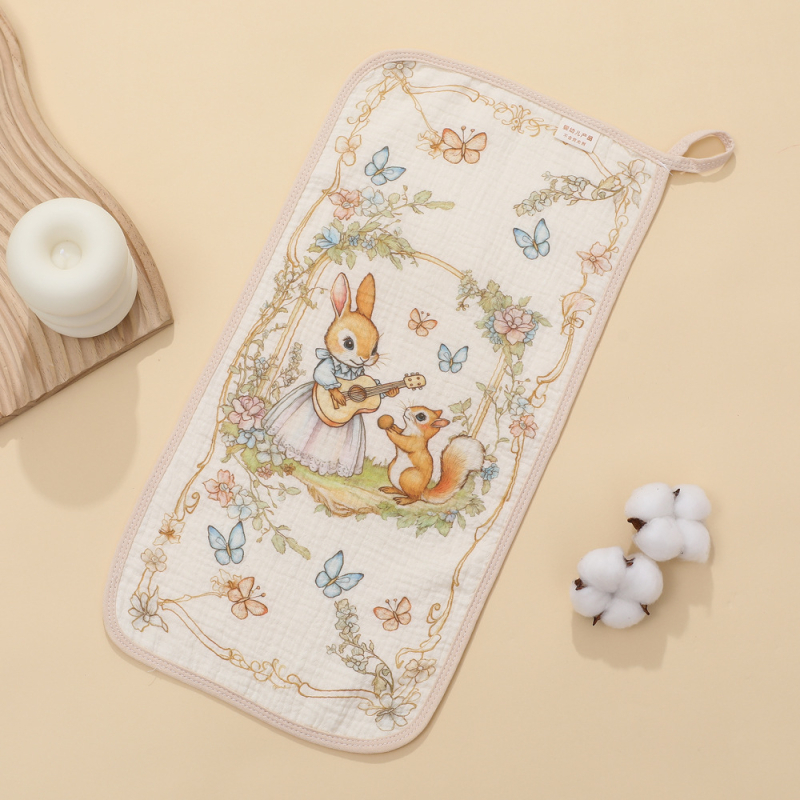 Dječja maramica za pljuvanje — Cartoon uzorak, gaze tkanina, pamuk, upija vodu, Klasa A