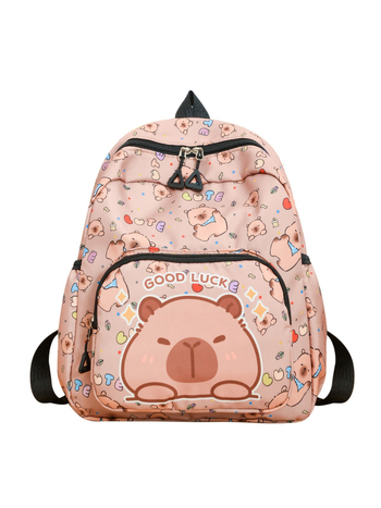 Dječji ruksak s motivom kapibare — platnena tkanina, prozračan i otporan, podstava od poliestera, zakrivljene naramenice