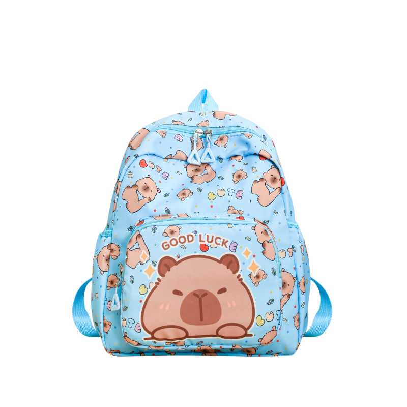 Dječji ruksak s motivom kapibare — platnena tkanina, prozračan i otporan, podstava od poliestera, zakrivljene naramenice