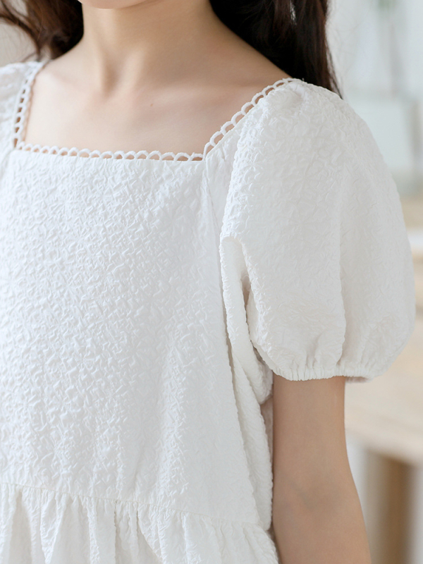 Djevojačka haljina u korejskom stilu s čipkastim ovratnikom, A-linijski kroj, 100% poliester, ljeto 2024