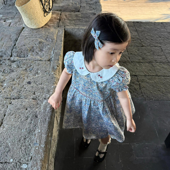 Детска рокля за момичета, корейски стил, 100% памук, А-линия, за възраст 3–8 години, лято 2025