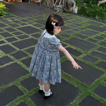 Детска рокля за момичета, корейски стил, 100% памук, А-линия, за възраст 3–8 години, лято 2025