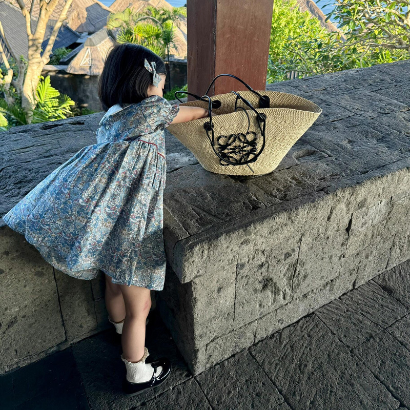 Детска рокля за момичета, корейски стил, 100% памук, А-линия, за възраст 3–8 години, лято 2025