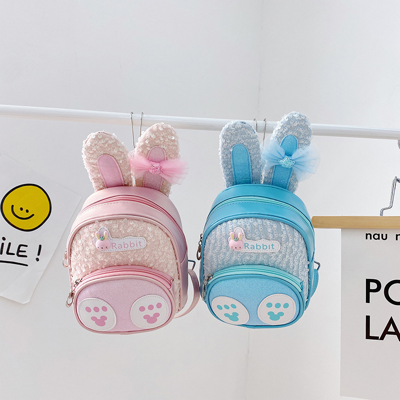 Dievčenský školský batoh z PU kože, maškový vzor a postavička Little Rabbit, odolný voči opotrebeniu a uľahčujúci nosenie pre škôlku