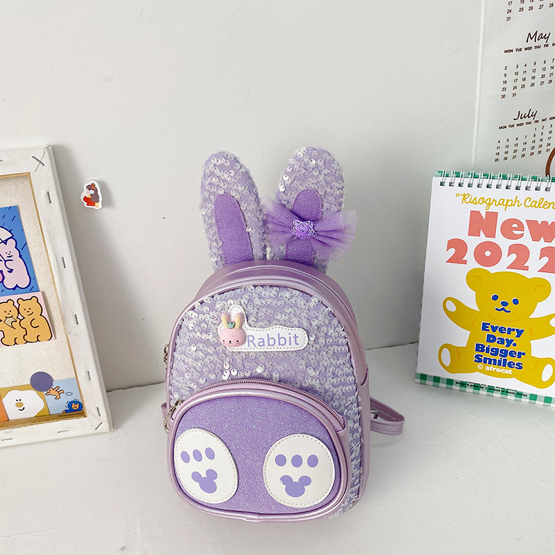 Dievčenský školský batoh z PU kože, maškový vzor a postavička Little Rabbit, odolný voči opotrebeniu a uľahčujúci nosenie pre škôlku