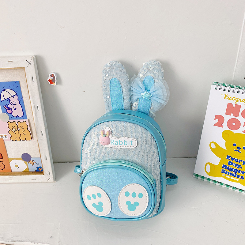 Dievčenský školský batoh z PU kože, maškový vzor a postavička Little Rabbit, odolný voči opotrebeniu a uľahčujúci nosenie pre škôlku