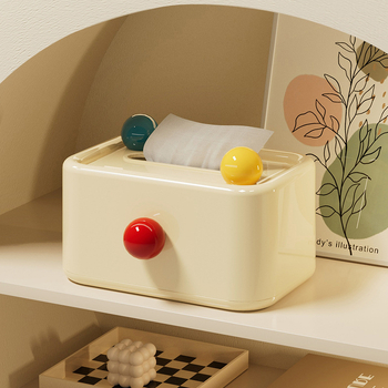 Кутия за салфетки Ball box – пластмасова, издърпващи се салфетки, за дневна и баня, модерен и минималистичен стил (Пластмасов материал • Издърпващи се салфетки • Ball box модел • За дневна и баня)