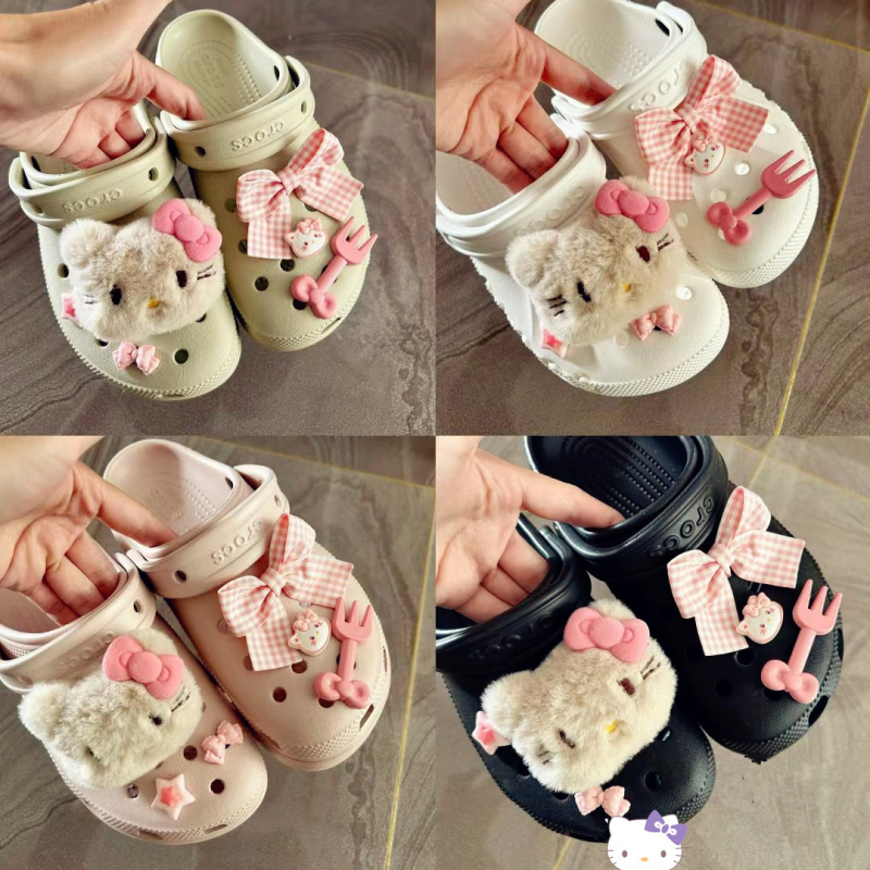 Plüss macska 3D virágos cipő dísz – szandálokra, hétköznapi cipőkre és papucsokra