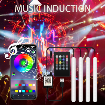 Автомобилно LED амбиентно осветление за пода на автомобила 12SMD RGB с гласово управление (5-12V, 8W, 0.2A)