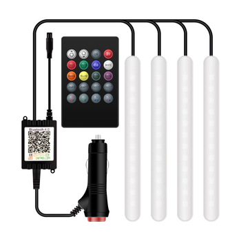 Автомобилно LED амбиентно осветление за пода на автомобила 12SMD RGB с гласово управление (5-12V, 8W, 0.2A)