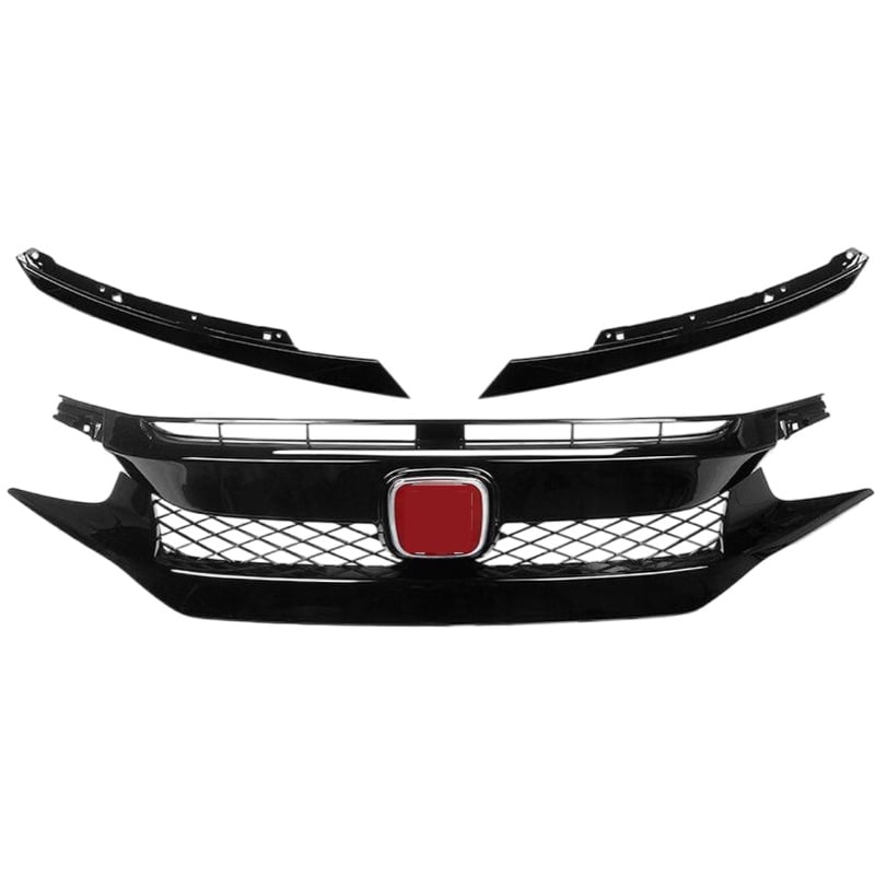 Elülső hűtőmaszk Honda Civic 10. generációhoz (2016–2021) – ABS műanyag, TR-stílus, lökhárítóra szerelhető