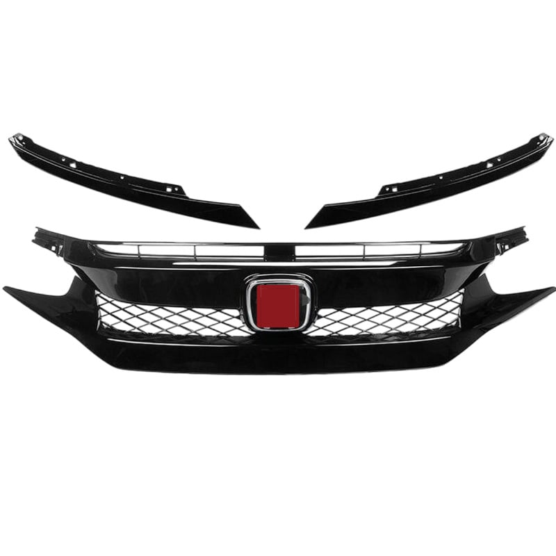 Elülső hűtőmaszk Honda Civic 10. generációhoz (2016–2021) – ABS műanyag, TR-stílus, lökhárítóra szerelhető