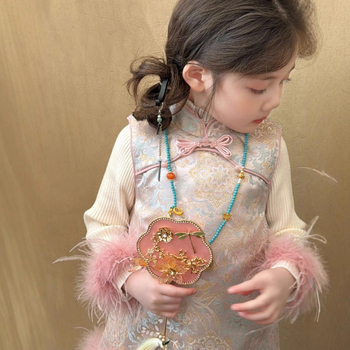 Детска рокля с презрамки в китайски стил, полиестер, за момичета 3–8 години, зима 2025