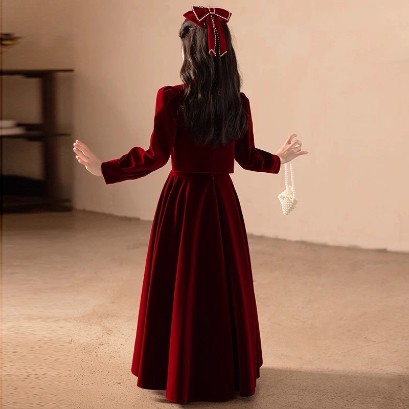 Dječja haljina za djevojčice, Novi kineski stil, A-linijska silueta, 100% poliester, pogodna za proljeće, jesen i zimu