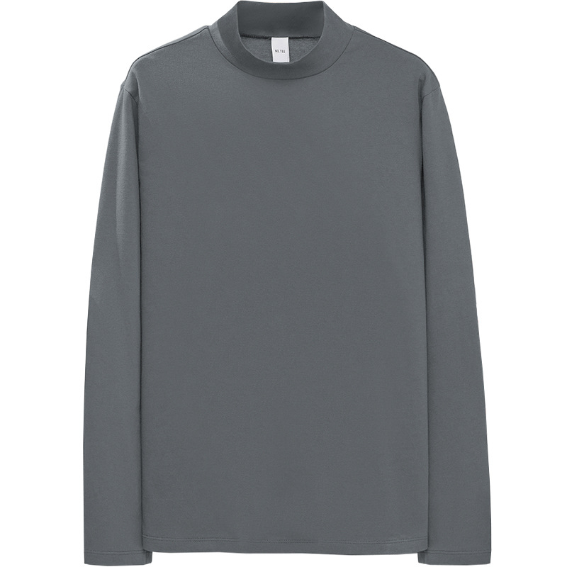 Muška pamučna majica s dugim rukavima i visokim ovratnikom, slobodnog kroja, jednobojna (pamuk; dugi rukavi; visok ovratnik; slobodan kroj; jednobojna)