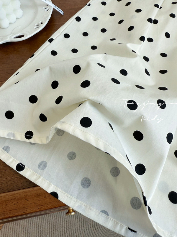 Детска лятна рокля за момичета от 100% памук, без ръкави, с точкова шарка, принцес стил, за възраст 3–8 г., пролет 2024.