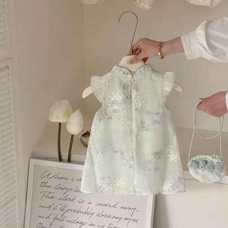 Детска летна рокля за момичета в Нов Китайски стил, памук, принцес рокля, едно парче, лято 2025