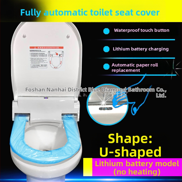 Samozmena sa záchodový kryt v tvare U s jednorazovou plastovou podložkou — ABS materiál, okamžitý typ, nastaviteľná vzdialenosť otvorov 13–18