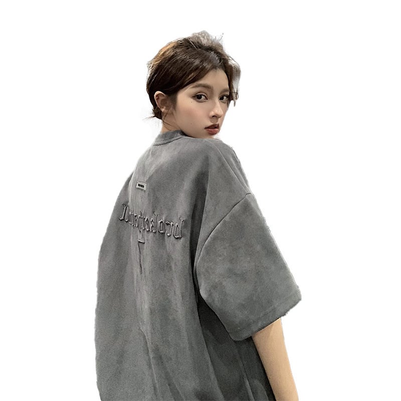 Muška kratka T majica s okruglim izrezom, prošivena, širok kroj, poliester-mješavina