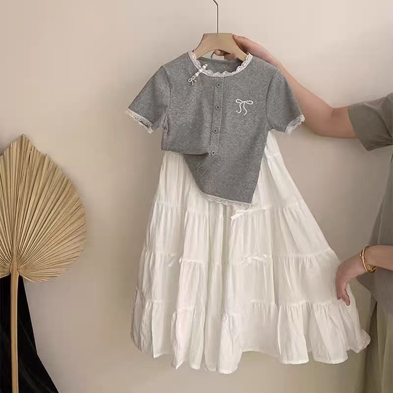 Lányok számára Cake szoknya, Koreai stílus, Nyár 2025, Poliészter keverék 70%