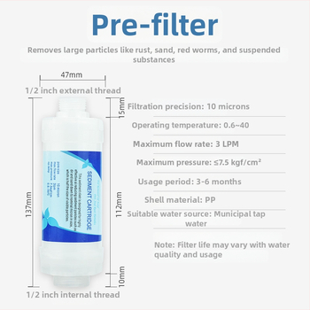 Element filtrare apă Sur | Filtru din PP, carcasă transparentă, prefiltru pentru duș, mașină de spălat, boiler și toaletă inteligentă; filtrare sediment; 100 buc./ambalaj