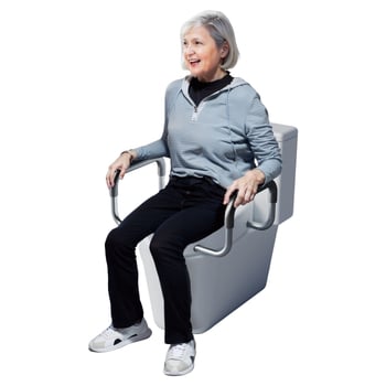 Повдигната седалка за тоалетна с ръкохватка - V-образна форма, PP материал, регулируемо разстояние между отвори 140 мм