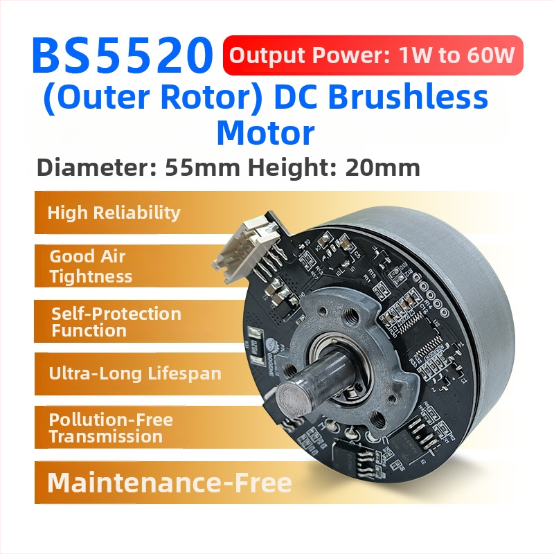 Bezkefový DC motor 5520 s vonkajším rotorom, tichý chod, Hall senzor, mikromotor