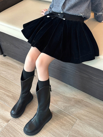 Dječja baršunasta suknja u stilu princeze, A-linija – 100% baršun, podstava poliester, za djecu od 8 godina, jesen