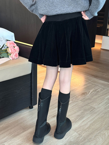 Dječja baršunasta suknja u stilu princeze, A-linija – 100% baršun, podstava poliester, za djecu od 8 godina, jesen