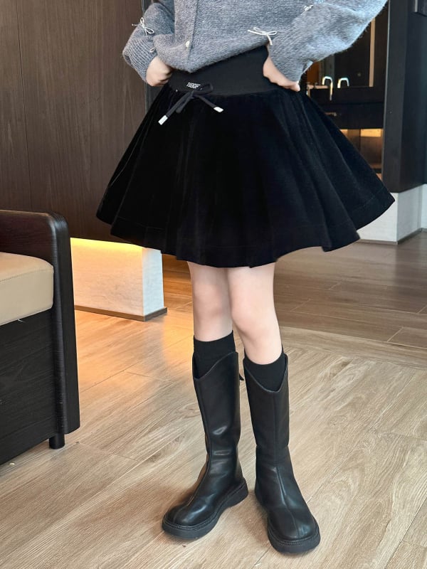 Dječja baršunasta suknja u stilu princeze, A-linija – 100% baršun, podstava poliester, za djecu od 8 godina, jesen