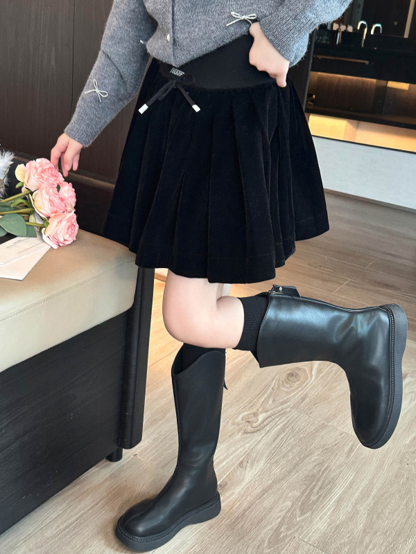 Dječja baršunasta suknja u stilu princeze, A-linija – 100% baršun, podstava poliester, za djecu od 8 godina, jesen