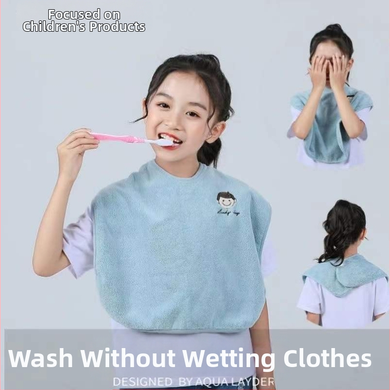 Παιδική πετσέτα-ποδιά για πλύσιμο - Πολυλειτουργική πετσέτα προσώπου, αδιάβροχη και αντοχή σε λεκέδες, ύφασμα βελούρ, πολυεστέρας, για ηλικίες 3–8 ετών