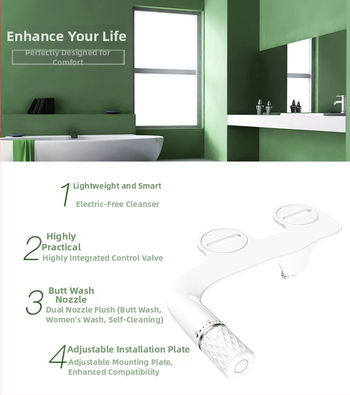 Toaletné sedadlo s bidetom, manuálne ovládanie — ABS materiál, HaoEhhl, moderný dizajn