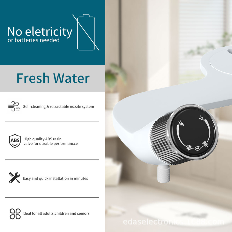 Bidet WC sjedalo, neelektrično, s dvostrukim mlazom toplom i hladnom vodom; ABS materijal, marka Idas, dvodjelni set