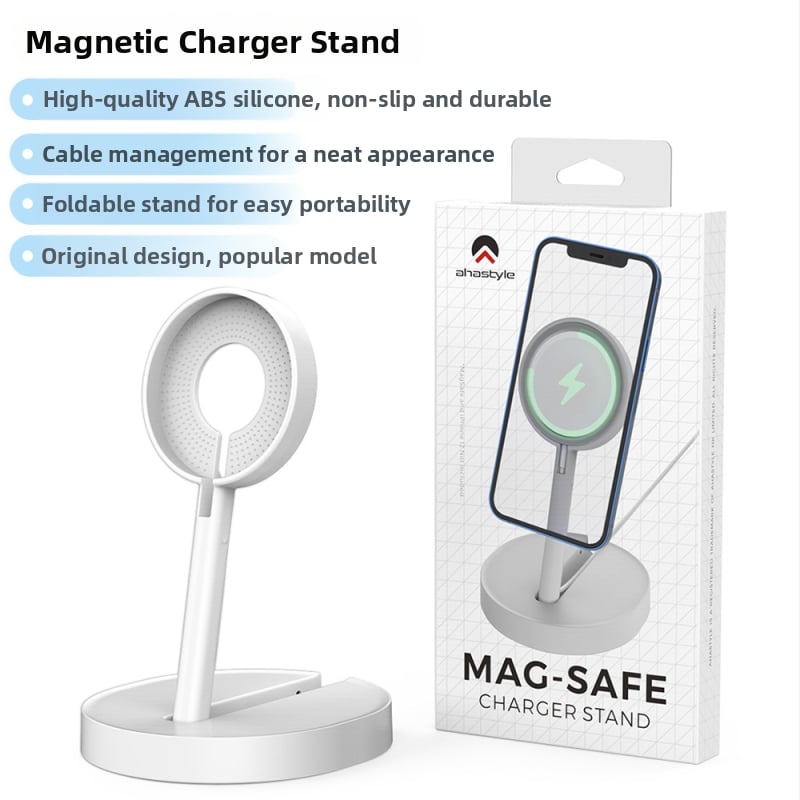 AhaStyle MagSafe Töltőfej Tároló, Összecsukható ABS Műanyag Bázis, iPhone 12–16-hoz