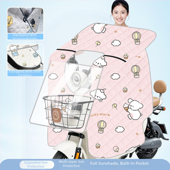 Husă transparentă pentru parbrizul bicicletei electrice — protecție solară și împotriva vântului