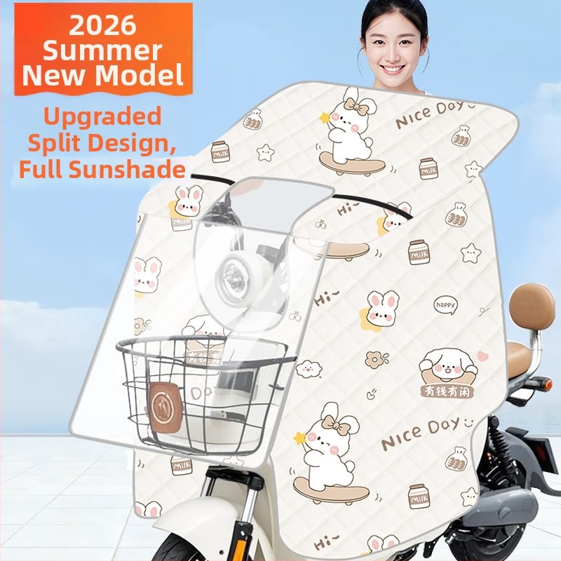 Husă transparentă pentru parbrizul bicicletei electrice — protecție solară și împotriva vântului