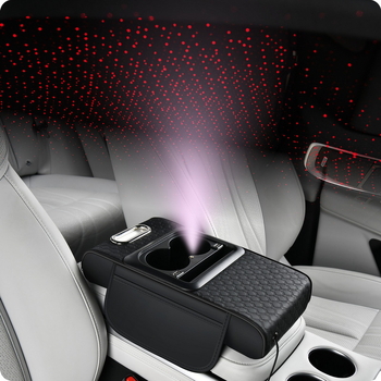 Kožni naslon za ruku na središnjoj konzoli automobila s višefunkcionalnim spremnikom za odlaganje, dvostruko USB punjenje, svjetlosni učinak zvjezdane noći, prilagodljivo obrađivanje