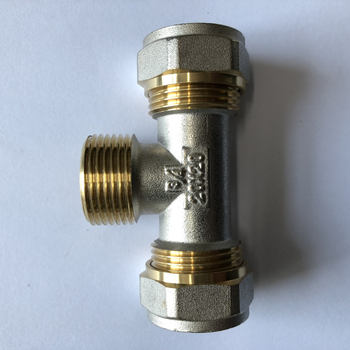 Αλουμινιο-πλαστικά εξαρτήματα σωλήνων: γωνιακός συνδεσμός και T-σύνδεσμος με εσωτερικές και εξωτερικές βίδες, παραμετροποίηση κατά παραγγελία