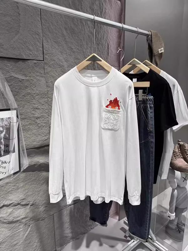 Muški pamukasti T‑shirt s dugim rukavima i ležernom krojem, okrugli izrez, vezenje, FOG fashion serija, težina tkanine 250–300 g