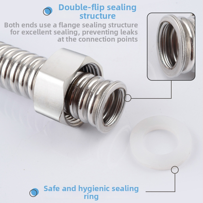 304 oceľový ohýbaný hadicový kábel pre bojler – vstup/výstup vody, model 16.8, výbušne odolná a trvácna