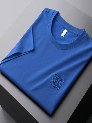 Muško T‑shirt s izšivanjem, okrugli izrez, kratki rukavi, slim fit, pamuk-mješavina