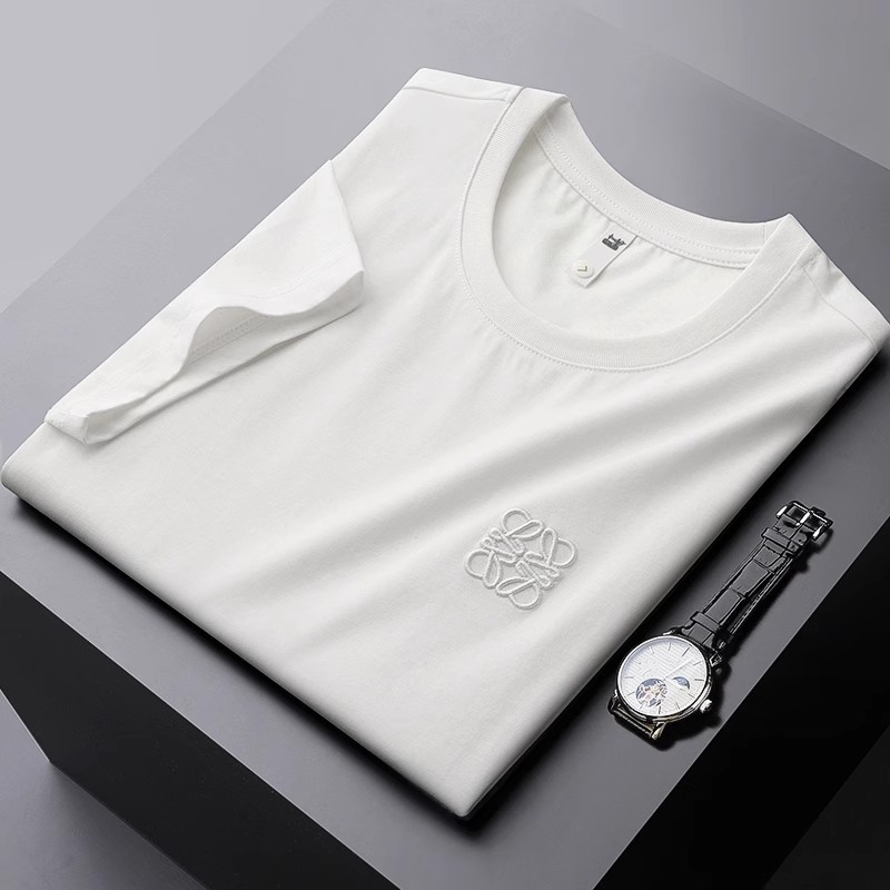 Muško T‑shirt s izšivanjem, okrugli izrez, kratki rukavi, slim fit, pamuk-mješavina