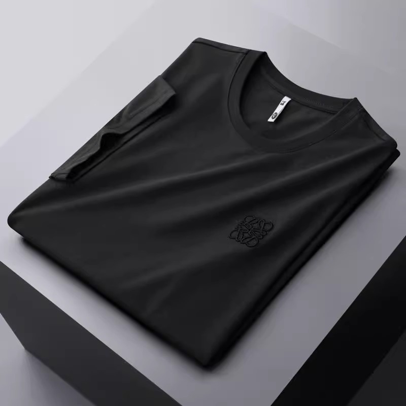 Muško T‑shirt s izšivanjem, okrugli izrez, kratki rukavi, slim fit, pamuk-mješavina